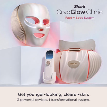 New Shark CryoGlow Clinic LED Face + Body System - White Gold
