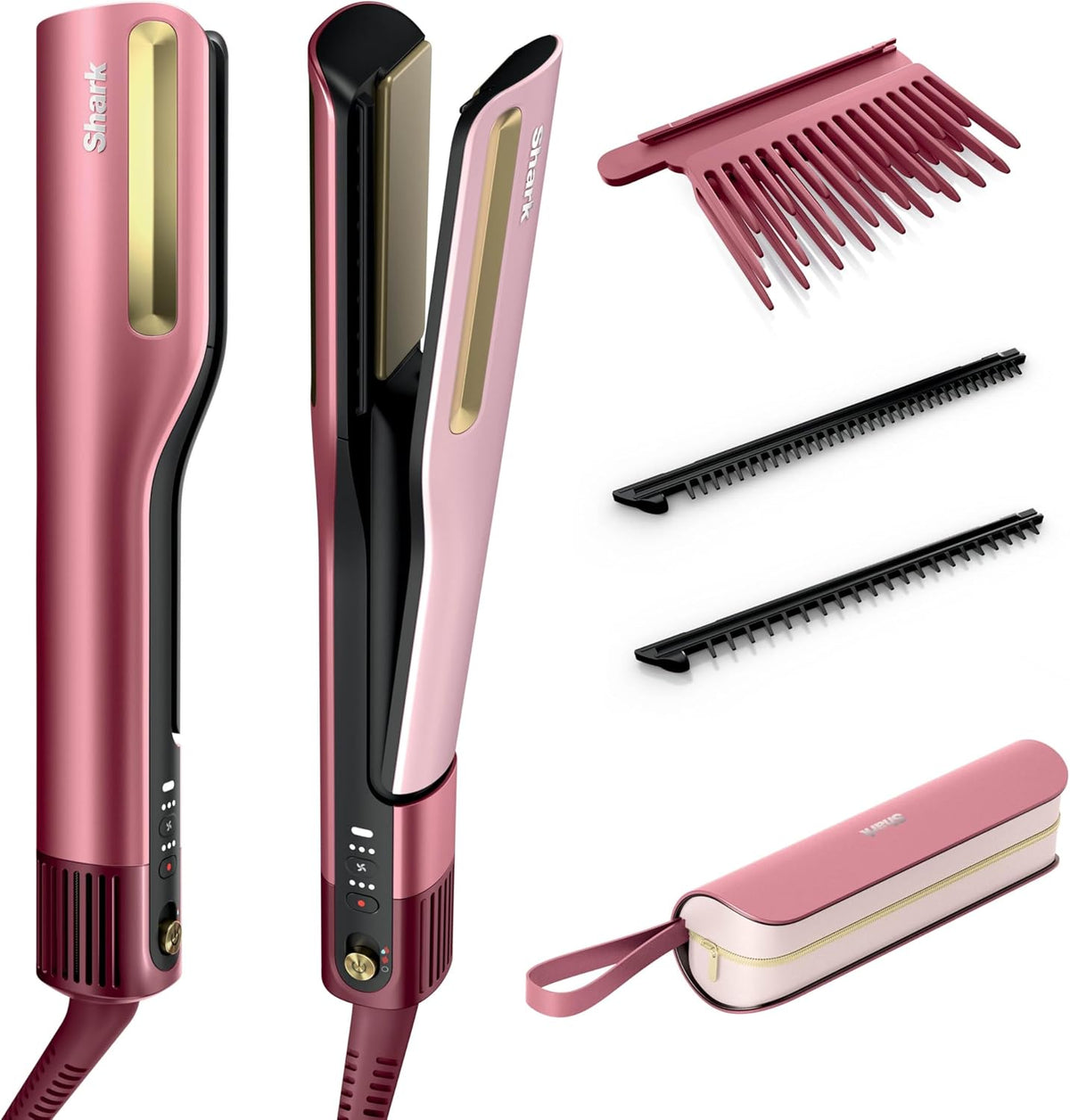 Shark SilkiPro Hair Straightener & Dryer with Storage Case - Rose Petal