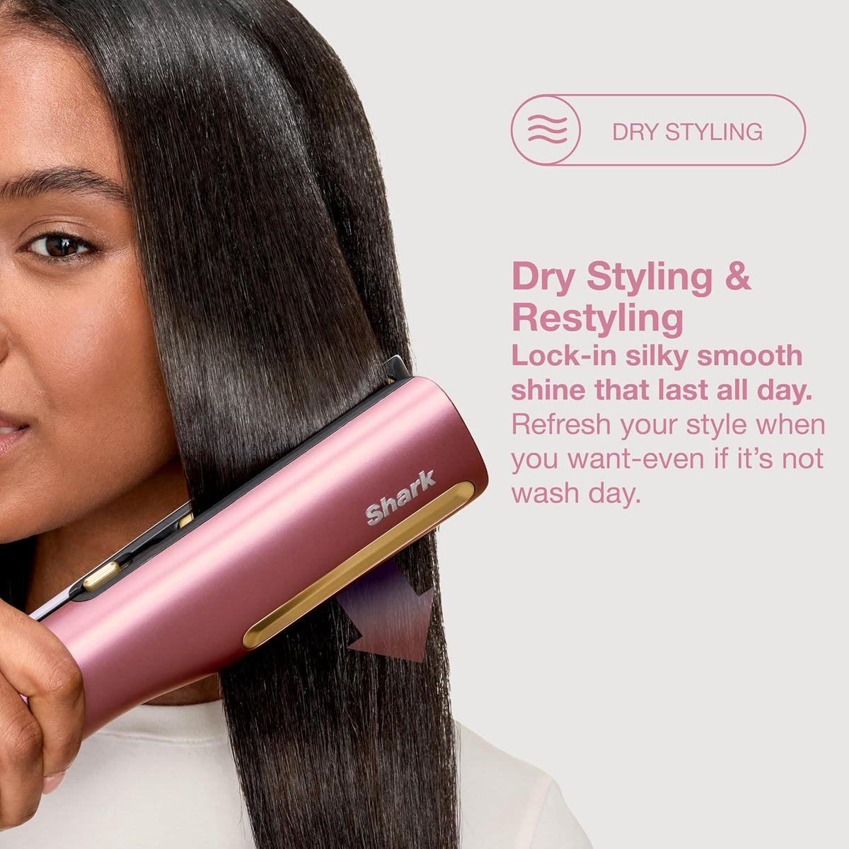 Shark SilkiPro Hair Straightener & Dryer with Storage Case - Rose Petal