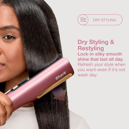 Shark SilkiPro Hair Straightener & Dryer with Storage Case - Rose Petal