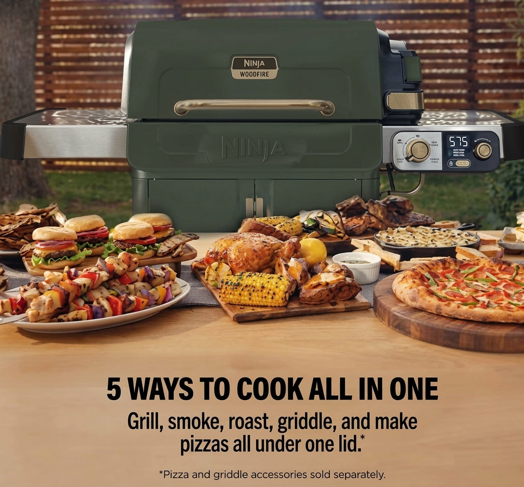 Ninja FlexFlame Outdoor Cooking System Ultimate 5-in-1 Bundle - Green & Gold