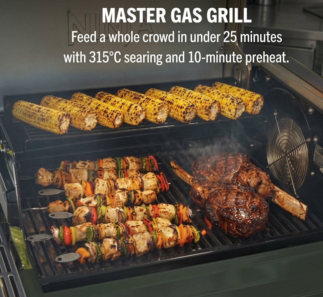 Ninja FlexFlame Outdoor Cooking System Ultimate 5-in-1 Bundle - Green & Gold