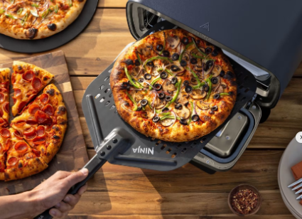Ninja Artisan Electric Outdoor Pizza Oven & Air Fryer with Cover - Blue & Gold