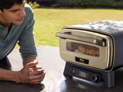 Ninja Artisan Electric Outdoor Pizza Oven & Air Fryer with Cover - Blue & Gold