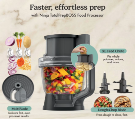 Ninja CrushBOSS 3-in-1 Kitchen System with Food Processor & Tumbler - Onyx