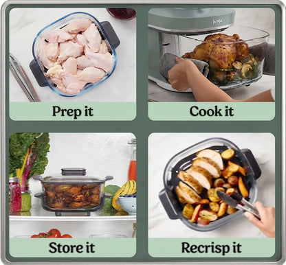 Ninja CRISPi PRO 7-in-1 Glass Air Fryer – Ash Grey Family Set