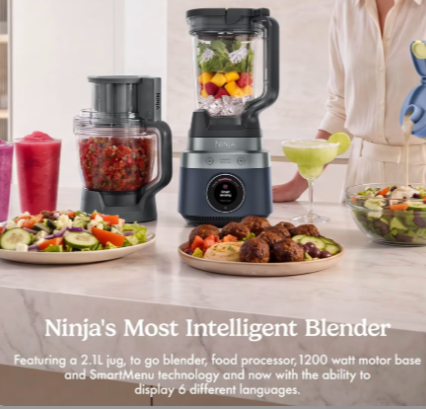 Ninja CrushBOSS 3-in-1 Kitchen System with Food Processor & Tumbler - Midnight Blue