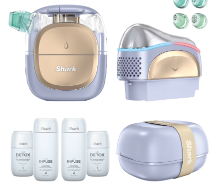 Shark FacialPro Glow & DePuffi At-Home Hydrating Facial System + Derm Detox & Hydro Infuse Replenishment Set