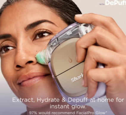 Shark FacialPro Glow & DePuffi At-Home Hydrating Facial System + Derm Detox & Hydro Infuse Replenishment Set