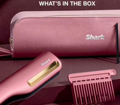 Shark SilkiPro Hair Straightener & Dryer with Storage Case - Rose Petal