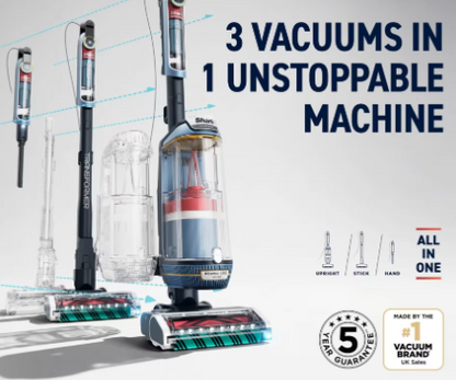 Shark PowerDetect Transformer PowerTrio System Upright Vacuum with Detect and Reveal – Chimera Blue
