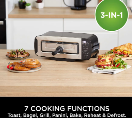 Ninja Foodi 3-in-1 Toaster, Grill & Panini Press [Black] ST200UK