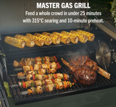 Ninja FlexFlame Outdoor Cooking System Ultimate 5-in-1 Bundle - Green & Gold